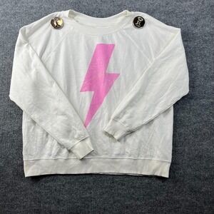 Recycled Karma AC/DC Bolt Rock Out Oversized Sweatshirt Women's White - Small